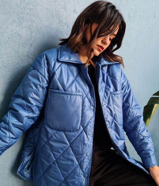 Blue Quilted Coat