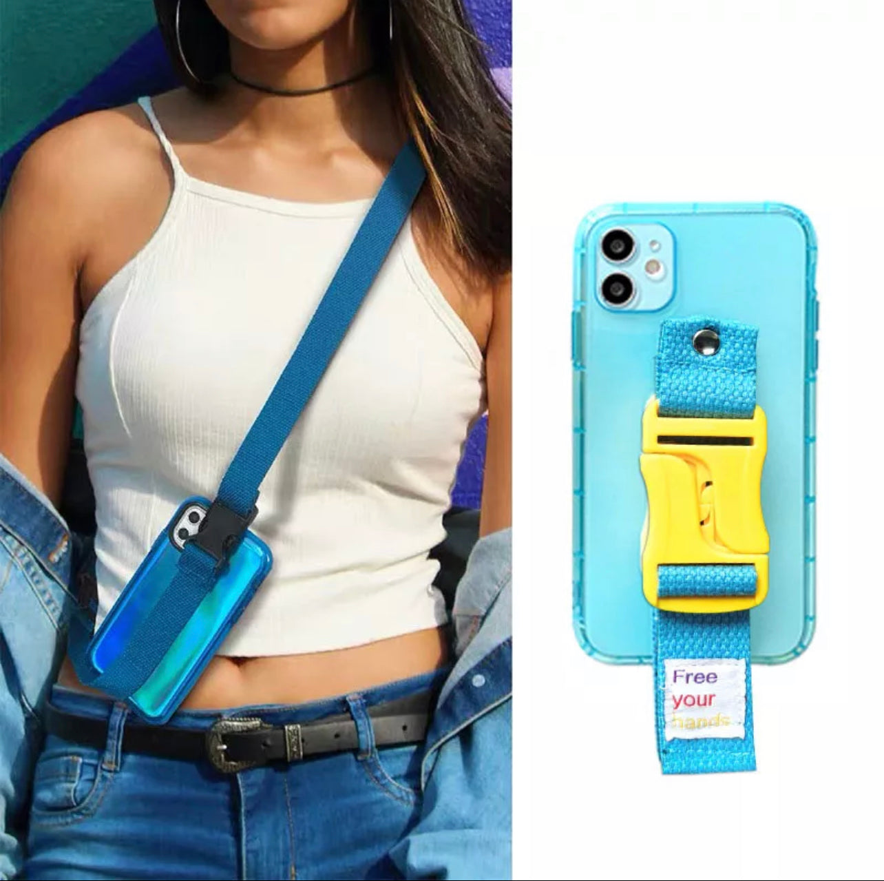 Cool Wrist crossbody lanyard Fluorescence silicone phone case for iphone 13 12 Pro Max MiNi 11 X XS Max XR 7 8 Plus SE 3 Cover