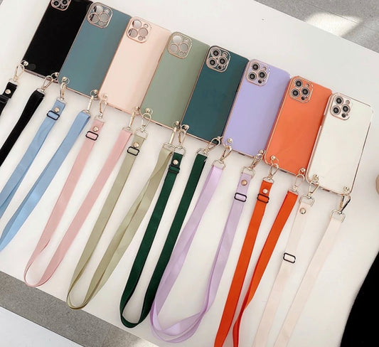 Crossbody lanyard  plating phone case for iphone 13 Pro Max Case